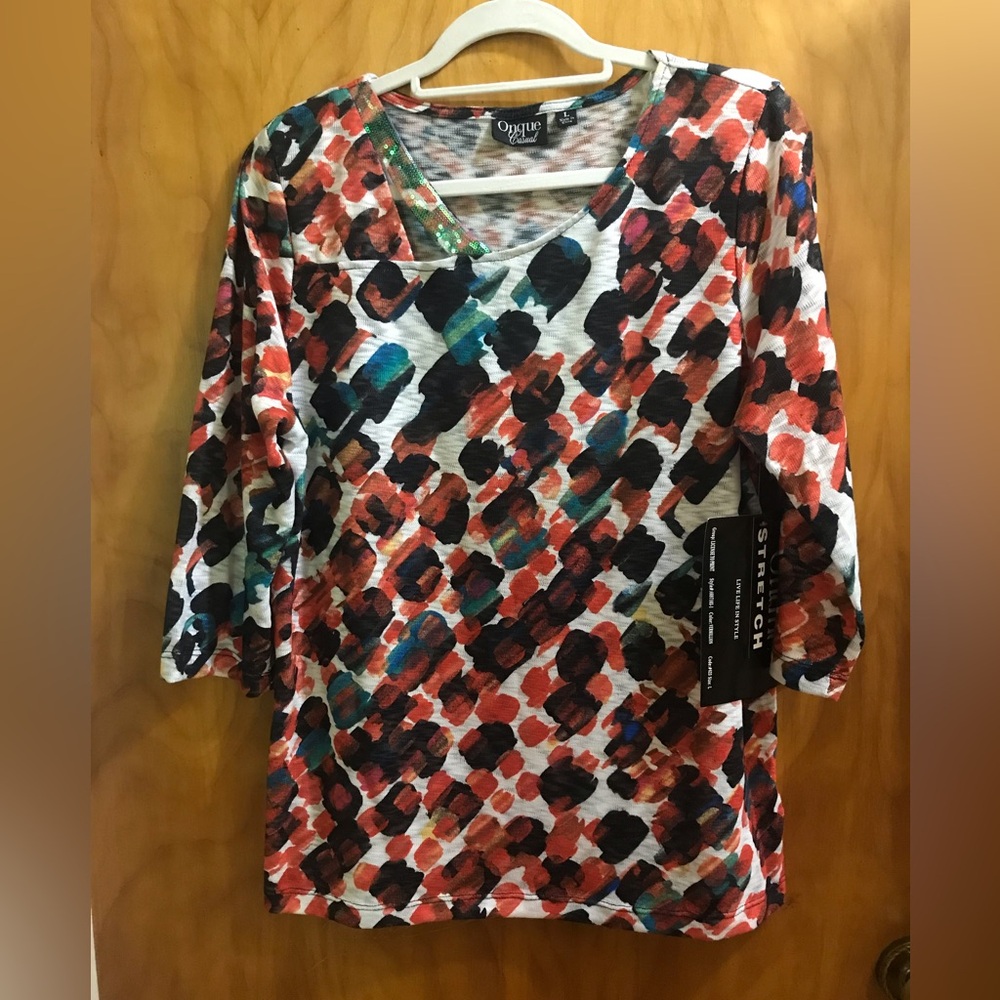 Onque Casual L Sequin Detail SlubKnit Top